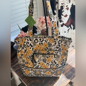 Vera Bradley NWT Yellow Paisley Floral & Leopard Tote Bag